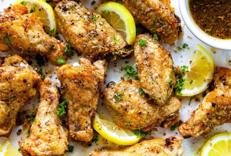 Lemon Pepper E Garlic Parmesana Wings 8 UNi(Veggie Stick + Free Dip)